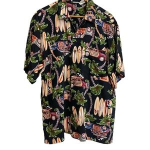 DISNEY ALOHA Hawaiian Beach Themed Button Down Shirt Disney Catalog